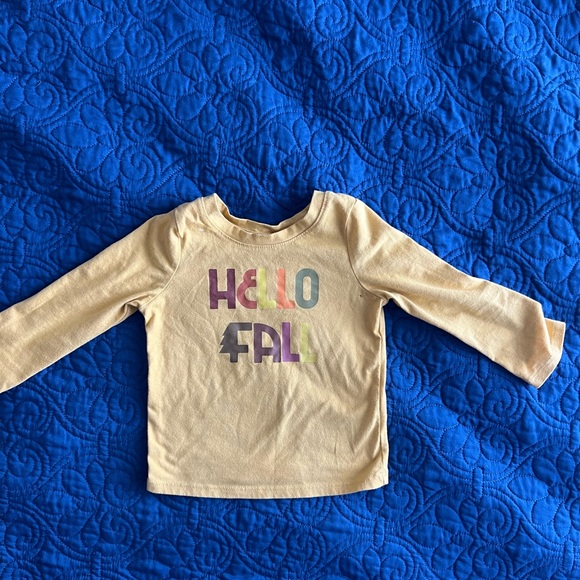 Size 18 months Cat & Jack mustard yellow “Hello Fall” long sleeve Tshirt. - Picture 1 of 3